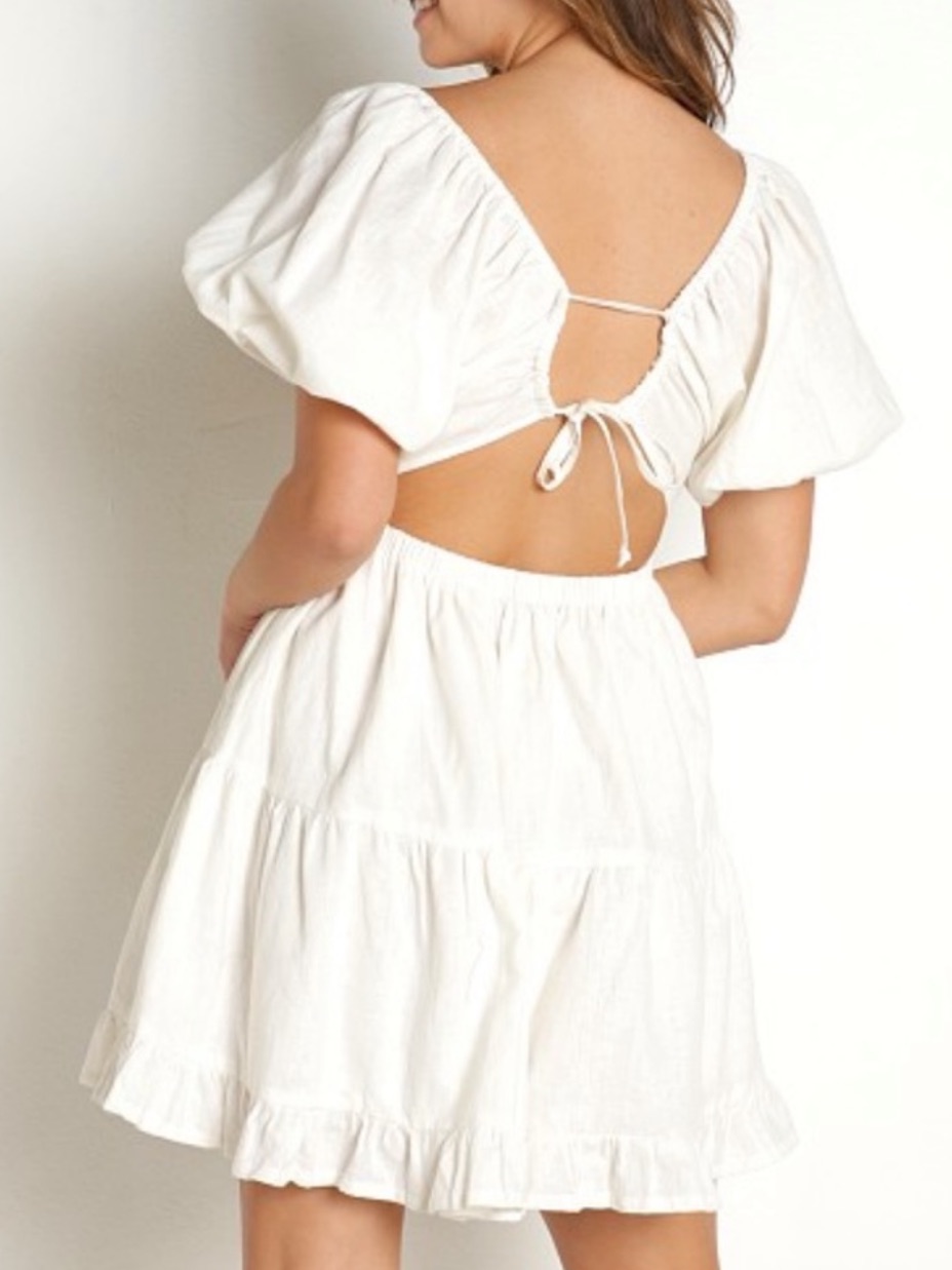 Cleobella Puff Sleeve Smocked Fit & Flare Short Cotton S Fairy Cottage Core